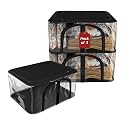 Kuber Industries Pack of 3 PVC Transparent 33L Cloth Organizer for Wardrobe | Storage Bag for Clothes Large | Dress Organiser Boxes for Saree, Dresses, Bedsheet | Storage Box for Clothes | Black