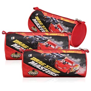 kuber industries pack of 3 round pencil pouch  disney car pencil pouch for kids  stationary utility school pouches  travel organizer  multi-purpose travel pouch  geometry box  red