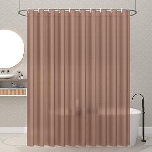 kuber industries shower curtains for bathroom  waterproof curtains with hooks  pvc self lining design curtain  7 feet  brown