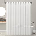 Kuber Industries Shower Curtains for Bathroom | Waterproof Curtains with Hooks | PVC Self Lining Design Curtain | 7 Feet | Brown