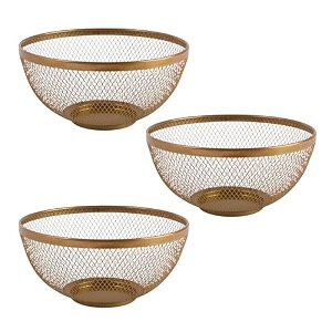kuber industries pack of 5 fruit basket  stainless steel vegetables strainer  colander basket for pasta-noodles-grains  mesh basket with handle  8 inch  silver