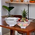 Kuber Industries Pack of 3 Stainless Steel Vegetables Strainer | Multipurpose Colander Basket for Pasta-Noodles-Grains 12 Inch | Silver