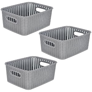 kuber industries pack of 6 storage basket  large m 20  multipurposes countertop baskets  basket for storage kitchen stationary  cabinets storage organizer  grey