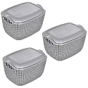 Kuber Industries (Pack of 3) Storage Basket | Small M 25 | Multipurposes Countertop Baskets With Lid | Basket For Storage, Kitchen, Stationary | Cabinets Storage Organizer | Grey