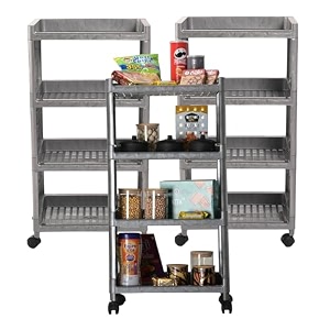 kuber industries storage rack with wheels  3-layer storage organizer rack  multipurpose storage trolley rack for kitchen-home-office  revolving vegetable storage trolley  brown