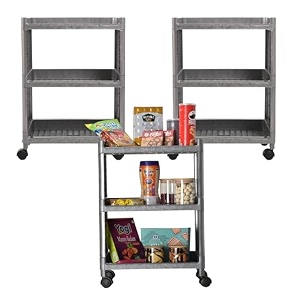 kuber industries storage rack with wheels  3-layer storage organizer rack  multipurpose storage trolley rack for kitchen-home-office  revolving vegetable storage trolley  brown