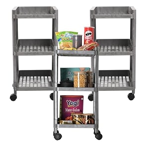 kuber industries storage rack with wheels  3-layer storage organizer rack  multipurpose storage trolley rack for kitchen-home-office  revolving vegetable storage trolley  brown