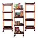 Kuber Industries Storage Rack with Wheels | 3-Layer Storage Organizer Rack | Multipurpose Storage Trolley Rack for Kitchen-Home-office | Revolving Vegetable Storage Trolley | Brown