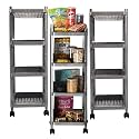 Kuber Industries Storage Rack with Wheels | 3-Layer Storage Organizer Rack | Multipurpose Storage Trolley Rack for Kitchen-Home-office | Revolving Vegetable Storage Trolley | Brown