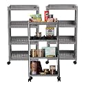 Kuber Industries Storage Rack with Wheels | 3-Layer Storage Organizer Rack | Multipurpose Storage Trolley Rack for Kitchen-Home-office | Revolving Vegetable Storage Trolley | Brown