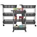 Kuber Industries Pack of 3 Storage Rack with Wheels | 3-Layer Storage Organizer Rack | Revolving Vegetable Rack | Multipurpose Storage Rack for Home &amp; office | Kitchen Spice Rack | Grey