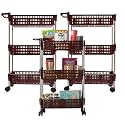 Kuber Industries Pack of 3 Storage Rack with Wheels | 3-Layer Storage Organizer Rack | Revolving Vegetable Rack | Multipurpose Storage Rack for Home &amp; office | Kitchen Spice Rack | Brown
