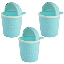 Kuber Industries (Pack of 3) Table Dustbin | Teddy Desk Dustbin With Attached Lid | Dustbin For Office, Kitchen, Bedroom | Countertop 1 Ltr Study Table Dustbin | Sky Blue