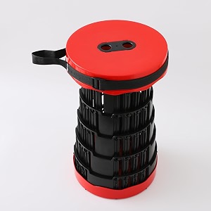 kuber industries plastic pack of 3 telescopic stool  collapsible camping stool  foldable stool for adults  stool for outdoor-fishing-hiking-gardening-travel  portable stool  kxm-2311b  red