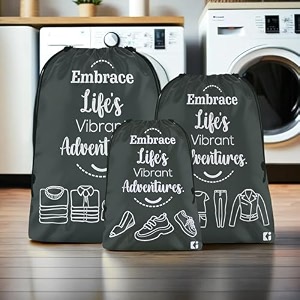 kuber industries pack of 3 travel organizer combo set  storage bags set  water-resistant organizer for shoe-garments-laundry-lingerie  cloth carrying bag  small-medium-large  gray