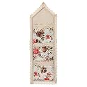 Kuber Industries Flower Printed Multiuses 3 Pockets Wall Hanging Storage Organizer/Holder For Home (Cream &amp; Red)-50KM01175(Cotton)