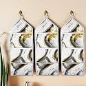 Kuber Industries Pack of 3 Wall Hanging Organizer | Hanging Stationary Organizer | Foldable Document Holder | 3 Multi-Purpose Storage Pocket | Magazine Organizer | Golden Marble | Grey