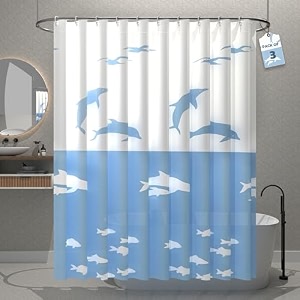 kuber industries pvc shower checkered light-filtering curtain  7 feet white with hooks for bathroom