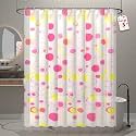 Kuber Industries PVC Shower Checkered Light-Filtering Curtain | 7 Feet White with Hooks for Bathroom