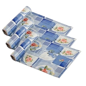 kuber industries pack of 3 waterproof amp durable 5 meters kitchen mats for shelf liner roll  wipeable fridge sheets for shelves cabinet drawer  orange rose - blue