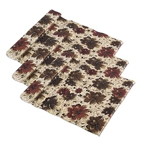 kuber industries pack of 3 waterproof amp durable 10 meters kitchen mats for shelf liner roll  wipeable fridge sheets for shelves cabinet drawer  brown flowers - cream