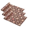 Kuber Industries Pack of 3 Waterproof &amp; Durable Kitchen Mats for Shelf Liner Roll | 5 Meters Wipeable Fridge Sheets for Shelves Cabinet Drawer | Golden Print - Dark Brown