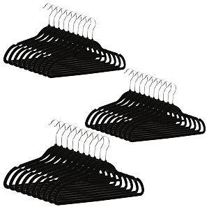 kuber industries pack of 30 hanger for clothes  space-saving sarees amp dress hanger for wardrobe  durable and non-slip design hangers for clothes hanging  hd-2-blk  black