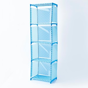 kuber industries pack of 4 4 layer book rack  book cabinet shelves for bedroom office living room  storage shelve for books storage organizer  adjustable shelf rack  sj04b  blue