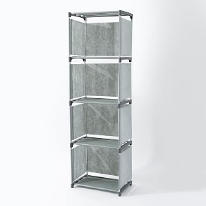 kuber industries pack of 4 4 layer book rack  book cabinet shelves for bedroom office living room  storage shelve for books storage organizer  adjustable shelf rack  sj04g  grey