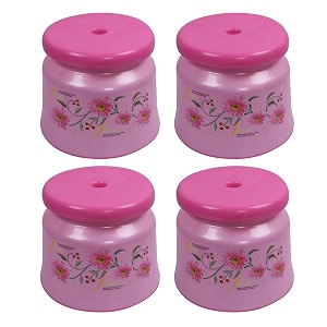 kuber industries pack of 4 bathroom stoolplastic stool for bathroomanti-slip with strong bearingsolid surface amp unbreakable materialpink