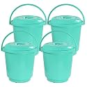 Kuber Industries Pack of 4 Bucket for Bathroom, Kitchen &amp; Home with Lid &amp; Carry Handle | 18L Portable Storage Container Hot &amp; Cold Water Bucket/Balti for Cleaning | Green