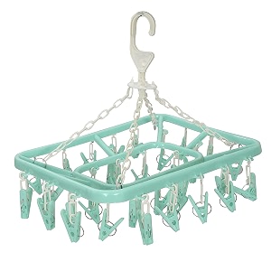 kuber industries plastic 360 degree portable folding clothes drying rack space saving travel rotatable clips green 32 clip kubmart15537