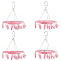 Kuber Industries (Pack of 3) Cloth Drying Hanger | 16 Clips Baby Drying Pegs | 360 Degree Rotatable Hanger | Clip Stand for Cloth | Round Cloth Drying Stand | Pink
