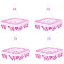 Kuber Industries 360 Degree Rotatable Cloth Drying Hanger with 36 Clips | Baby Pegs | Clip Stand | Square Stand | Transparent Pink, (36 x 36 x 36 cm)