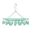 Kuber Industries Cloth Drying Stand Hanger with 32 Clips|Heavy Duty &amp; Strong Plastic Material|Baby Clothes Hanger|Size 40 x 30 x 38CM, Set of 32 Clips (Green)