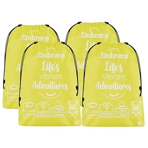 kuber industries pack of 4 cloth storage bag  storage organizer  travel cloth carrying bag  garments cover for laundry  travel storage organizer for clothing  large  yellow