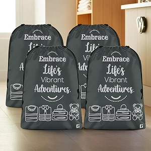 kuber industries pack of 4 cloth storage bag  storage organizer  travel cloth carrying bag  garments cover for laundry  travel storage organizer for clothing  large  gray