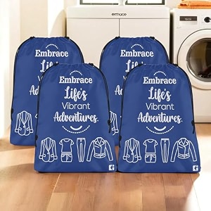 kuber industries pack of 4 cloth storage bag  storage organizer  travel cloth carrying bag  garments cover for laundry  travel storage organizer for clothing  medium  royal blue
