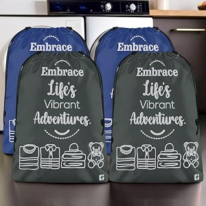 kuber industries pack of 4 cloth storage bag  storage organizer  parachute cloth organizer  waterproof garments cover  travel storage bag for clothing  large  royal blue amp grey