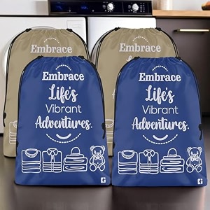 kuber industries pack of 4 cloth storage bag  storage organizer  parachute cloth organizer  waterproof garments cover  travel storage bag for clothing  large  brown amp royal blue