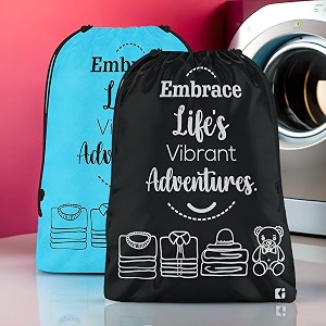 kuber industries pack of 2 cloth storage bag  non-woven storage organizer  travel pouches  cloth carrying bag  garments cover  storage organizer bag for clothing  large  sky blue amp black
