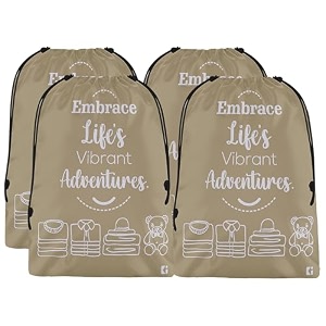 kuber industries pack of 4 cloth storage bag  storage organizer  travel cloth carrying bag  garments cover for laundry  travel storage organizer for clothing  large  brown
