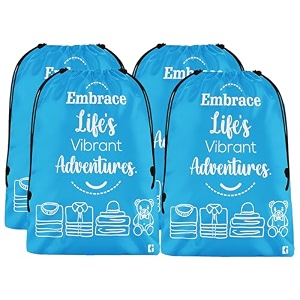 kuber industries pack of 5 cloth storage bag  storage organizer  travel cloth carrying bag  garments cover for laundry  travel storage organizer for clothing  large  sky blue
