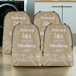 kuber industries pack of 4 cloth storage bag  storage organizer  travel cloth carrying bag  garments cover for laundry  travel storage organizer for clothing  large  brown