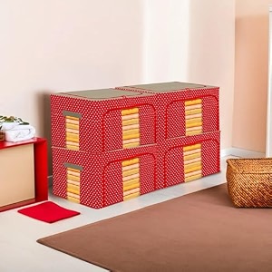 kuber industries 24 liter clothes storage box  foldable steel frame clothes organizer  storage box for wardrobe-saree-shirts and blankets  underbed storage bag  brown