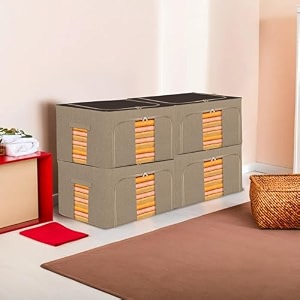 kuber industries 24 liter clothes storage box  foldable steel frame clothes organizer  storage box for wardrobe-saree-shirts and blankets  underbed storage bag  brown
