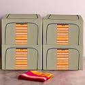 Kuber Industries Pack of 4 Clothes Storage Box | 66 LTR | Underbed Storage Bag | Waterproof Storage Box for Saree-Shirts &amp; Blankets | Foldable Parachute Steel Frame Wardrobe Organizer | Brown