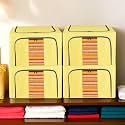 Kuber Industries Pack of 4 Clothes Storage Box | 24 Liter Underbed Storage Bag | Foldable Parachute Steel Frame Wardrobe Organizer | Waterproof Storage Box for Saree-Shirts &amp; Blankets | Yellow