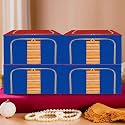 Kuber Industries Pack of 2 Clothes Storage Box | 66 Liter Foldable Steel Frame Clothes Organizer | Underbed Storage Bag | Storage Box For Wardrobe-Saree-Shirts And Blankets | Grey &amp; Black