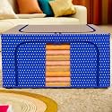 Kuber Industries 88 Liter Clothes Storage Box | Foldable Steel Frame Clothes Organizer | Storage Box For Wardrobe-Saree-Shirts And Blankets | Underbed Storage Bag | Dot Print | Royal Blue